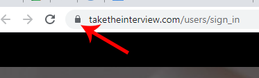 The Chrome address bar with a red arrow pointing to the padlock icon before the web address