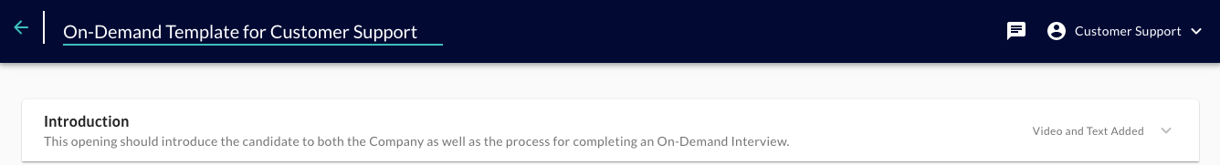 The On-Demand Template header with the template title field and the collapsed Introduction section