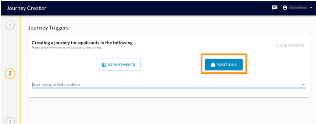 The Journey Triggers step with an orange box around the Positions button