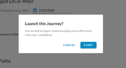 The Launch this Journey dialog with Cancel and Start buttons
