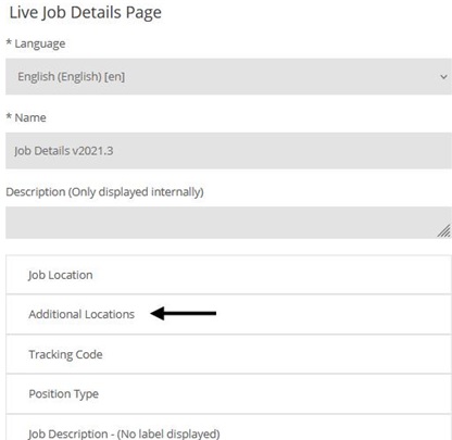 The Live Job Details Page with a list of fields and an arrow pointing to Additional Locations