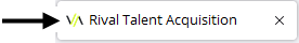 A browser tab showing the Rival Talent Acquisition title, with an arrow pointing to the small favicon image