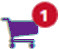 A shopping cart with a red badge showing 1