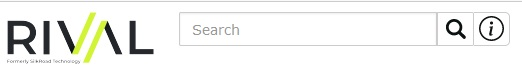 The Help system header with the Rival logo, a Search box, a search button and an information button