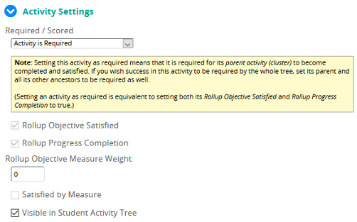 The Activity Settings section with Activity is Required selected and a note about required activities