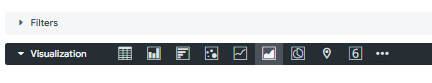 The Filters bar above the Visualization bar, which shows a row of chart type icons
