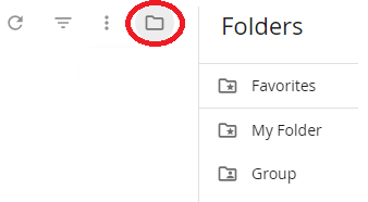 The Folders panel listing Favorites, My Folder and Group, with the folder icon circled in red