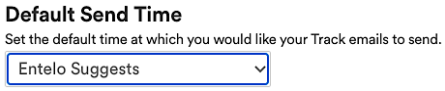 The Default Send Time setting with Entelo Suggests selected
