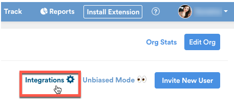 The Organization Management page with the Integrations link highlighted