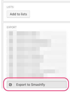 A profile's side panel with the Export to Smashfly button highlighted