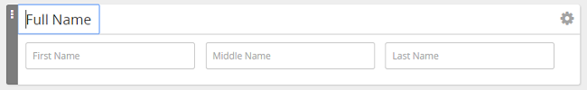 The Full Name element selected, showing First Name, Middle Name and Last Name fields