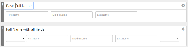 Two name elements in the form builder: Basic Full Name and Full Name with all fields
